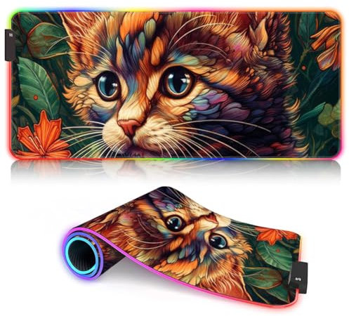 CHTXD XL großes Mauspad Eine Wasserwelt im Weltraum RGB-Spielmauspad XL (31,5 x 11,8 x 0,12 Zoll) Extra großes Gaming-Mauspad für Geschwindigkeit und Kontrolle. 9 statische Farben und 3 dynamische