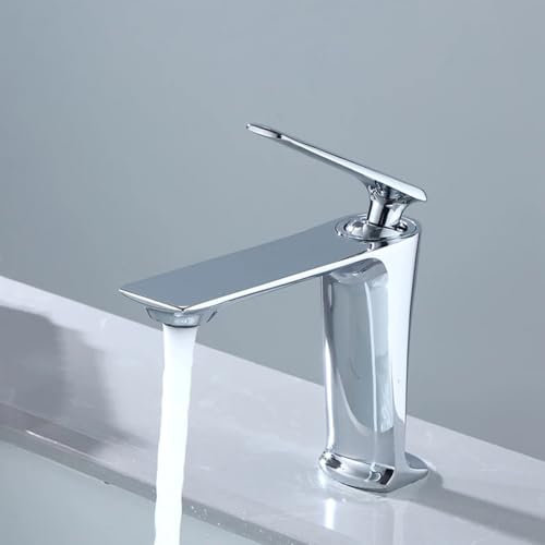 Gold Wasserhahn Waschtischmischer Badezimmer Einhandmischer Kalt- und Warmwasser Messing WaschwC-Armaturen Badezimmer Zubehör Chrom (Chrom)