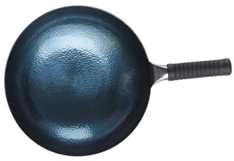 VINTORKY Traditional Hand Hammered Wok for Electric Stove Ergonomic Design Non-Coated Kitchen Accessory for Home Restaurant Cooking Stable Practical