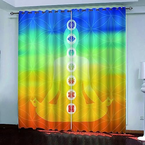 Blackout Vorhang 2Er Set Mit Ösen Vorhang Zen Mit Gelbem Farbverlauf Schattierung Vorhänge 3D Blickdicht Vorhang Schiebevorhänge Für Wohnzimmer Kinderzimmer Schlafzimmer Balkon -4G9C4J3S3G6