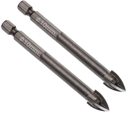 CoCud Titanium Masonry Drill Bit, 10mm Cutting Dia 83mm Length 1/4 Hex Shank Carbide Cross Tip Concrete Drill Bits Yellow - (Applications: for Wood Glass Brick Cement), 2-Pieces