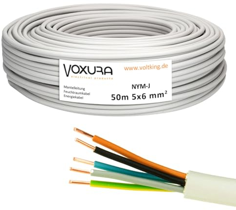NYM-J 5x6 mm² 50m Ring Mantelleitung Installationskabel Stromkabel Feuchtraumkabel Kupfer