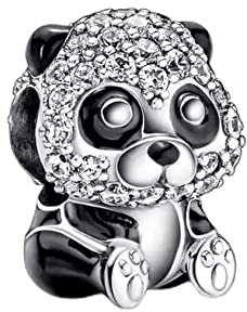Lkwidi Charme Panda Charms Anhänger 925 Sterling Silber Charm Pendant für Europäische Armbänder und Halsketten
