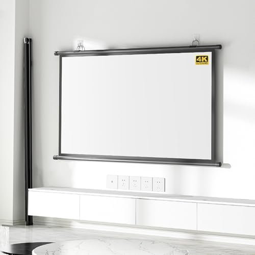 GSKDZG Wall Mounted Projection Screen 4K HD Home Theater Projector Screen 40 In 50 In 60 In 72 In Manual Pull Down Movie Screen For Indoor Outdoor, Anti-Crease(30 Inch 16:9)