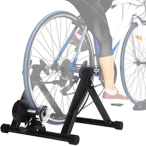 lwjunmm Rollentrainer 6 Gänge 26-29 Zoll,Fahrrad Rollentrainer,Geräuscharm Stahl Klappbar Schaltung Fahrradtrainer Heimtrainer zuhause Indoor Fahrrad