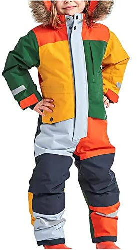 Elsa Keith Schneeanzug Kinder Unisex Skioverall Fleece Wasserdicht Schneeoverall mit Kapuze Skianzug Winddicht Winter Daunenjacke Verdickt Atmungsaktiv Skihose Warmes Outdoor Winteranzug