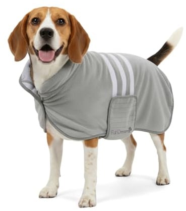 FurDreams Dog Drying Coat M -Super Absorbent Dog Towel Robe for Dogs - Soft & Cozy Dog's Robe with Comfortable Fit - Durable Towels for Drying Dogs at Home, Grooming & On-the-Go