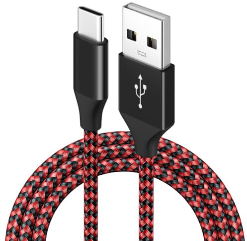 iPhone & Samsung Charger Cable - USB Syncing Data - Nylon Braided - 1m Long -Compatible with iPhone & Samsung Charging Cable - 20W Plug PD Fast Charger (USB to USB C Cable, Red)