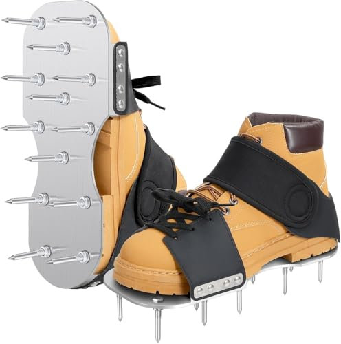 Zapatos aireadores Leweio, zapatos aireadores para césped con base metálica de 3 mm, zapatos aireadores para césped con correas adaptables, zapatos aireadores premontados con puntas resistentes a la