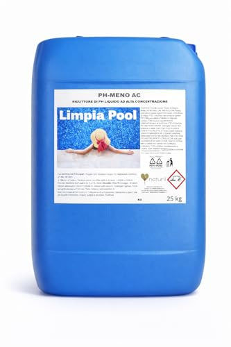 Limpia Pool 25 kg PH Meno Liquido AC – Alta Concentrazione, Correttore e Abbattitore PH per Piscine – Prodotto Autorizzato, Trattamento Acqua Efficace