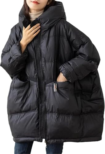Suncadmious Parka caldo invernale casual da Donna con coulisse cappuccio giacca in piumino con cerniera antivento con cappuccio giacca in piumino lunga