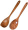 2Pcs Wooden Spoons for Cooking, Natural Teak Wood Corner Spoon and Round Spoon, Nonstick Smooth Wooden Cooking Spoon Set, Heat Resistant Wooden Utensils, for Cookie Non Stick Kitchen Utensil