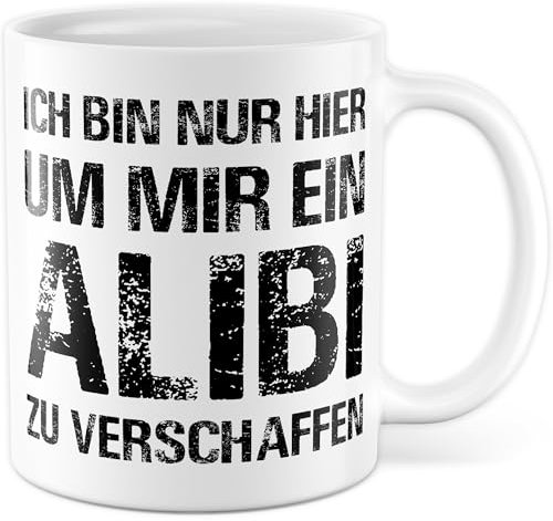 Tazza da lavoro regalo Ich bin nur hier um mir ein Alibi, tazza da caffè divertente sarcasmo Office, idea regalo collega, collega, team