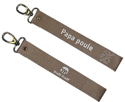 THAM THAM Porte-clé, Porte-clé imprimé, Pour les voiture, moto, scooter, maison, bagage, sac à dos…. Cadeau original, Homme/Femme, 26 cm, Coton, Papa poule