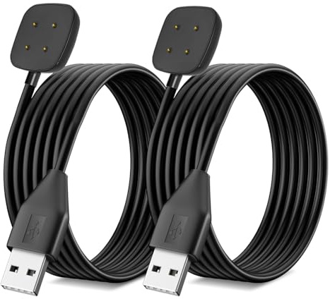 TwinkleHom 2 Pack Charger Cable for Fitbit Versa 4/Versa 3, Sense/Sense 2 Smartwatch, USB Charging Cord Replacement for Versa 3/4 Charger (3.3ft+3.3ft)