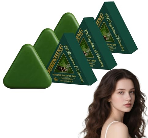 Cypress Leaf Hair Soap Nature Triangle Shampoo Bar - Solid Shampoo and Conditioner Bar for Women & Men, Herbal Hair Soap for Volumizing and Oil Control, Strengthens and Smooths Hair (3 PCS)