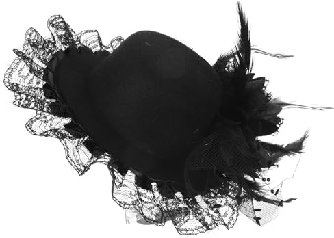 GARVALON Schwarzer Damen Fascinator Mini hut mit Federn Kleiner Eleganter Haarschmuck für Bühne Tanz Tea Party und Festliche Anlässe Modisches Accessoire mit Praktischem Haarclip