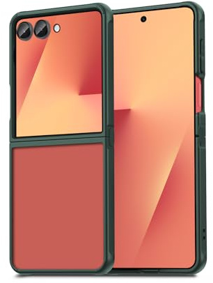 Qiinogow Matte Case for Samsung Galaxy Z Flip 7, Slim Frosted, Green | Translucent Matte Hard PC Back, Soft TPU Bumper, Dropproof, Anti-Fingerprint, Protective Phone Cover