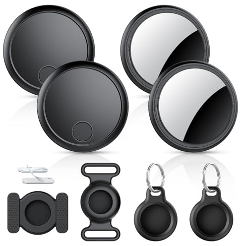 Air Tracker Smart Tag 4 Pack, Schlüsselfinder Kompatibel mit Apple Wo ist? APP (Nur iOS), Bluetooth Key Finder für Gepäck/Taschen/Brieftasche, IP68 Wasserdicht, Austauschbarer Akku