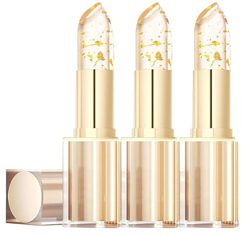 3 Stück klarer Lippenstift, der die Farbe ändert, glänzender, übertragungsfester, feuchtigkeitsspendender, farbwechselnder Lippenstift für Frauen, langlebiger 24-Stunden-klarer, farbwechselnder Lippe