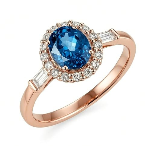 Pinky Promise Ring, Jewel Rings for Women Halo with Topaz and Moissanite 18K Rose Gold Size I 1/2