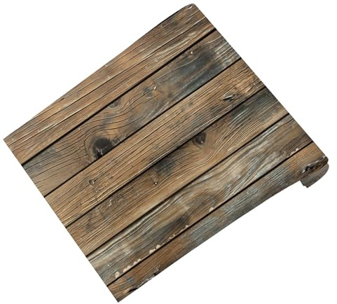 Cabilock Papier Peint Adhésif en Pvc Effet Bois Vintage 3d, Papier Peint Mural Lisse Imitation Planches en Bois, pour Décoration Murale de Salle à Manger