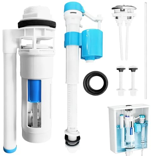 Wxeadu Toilet Flush System Replacement Kit, Toilet Cistern Flush Parts, Cistern Flush Replacement, Adjustable Toilet Flush Valve, Dual Flush Valve with Push Button for All Kinds Toilets
