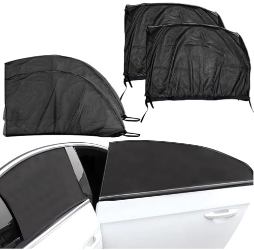 set da 4 Pezzi Tendine Parasole Auto Bambini Parasole Auto | Copri Finestrino Auto Bambini In Rete Elastica Traspirante Protezione Uv E Privacy, Anti Zanzare, Per Bambini E Animali