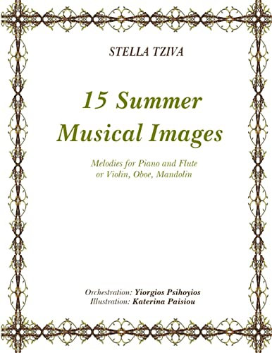 15 Summer Musical Images Melodies for Piano & Flute or Violin, Oboe, Mandolin