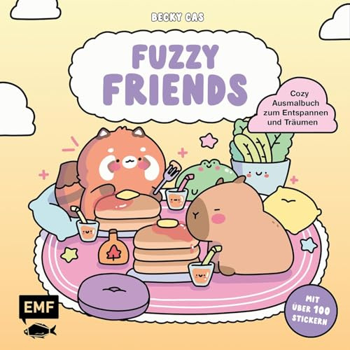 Fuzzy Friends – Cozy Ausmalbuch zum Entspannen und Träumen: Für Erwachsene, Teenager und Kinder mit über 50 Stickern