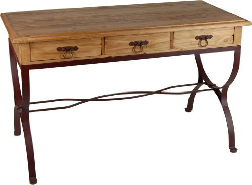 MiaMöbel Schreibtisch Mexico Möbel 128x77x62 cm Landhausstil Massivholz Pinie Honig