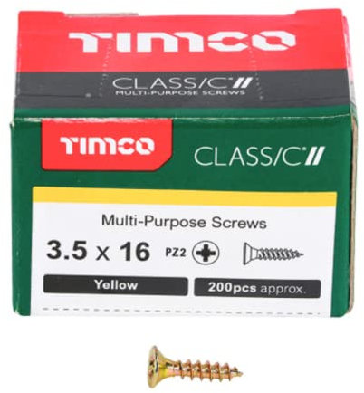 TIMCO Classic Multi-Purpose Screws - PZ - Double Countersunk - 3.5 x 16 - Gold - Box of 200