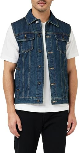 URBAN CLASSICS Chaleco de Jeans para Hombre, Regular Fit, Chaqueta Vaquera en Estilo Vintage, Denim Vest de Color: denim blu, Talla: S