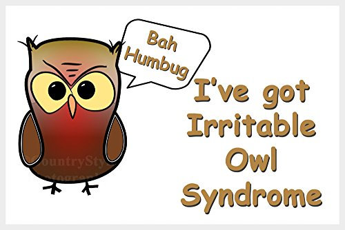 Funny Owl Fridge Magnet Gift - Irritable Owl Syndrome. Ideal Birthday Gift for owl Lover.