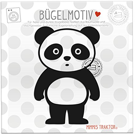 Bügelbild Panda 7,3 cm x 11 cm SCHWARZ Flockfolie Aufbügler Applikationen Bügelsticker für Stoffe Textilien Kinder zum Aufbügeln Flicken