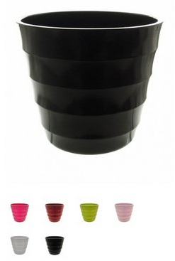 Qualität Gerippter Kunststoff Töpfe, Badewannen, Behälter oder Schalen in vielen Größen und Farben, plastik, schwarz, 21cm (8inch)