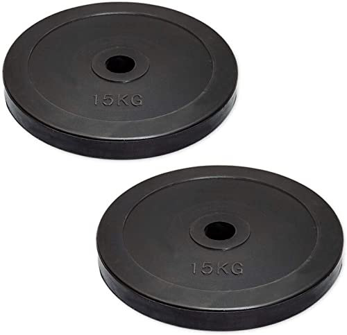 MAXSTRENGTH 2 Olympic Bumper Rubber Weight Plates Gym Body Building Muscles Strength 15kg 5cm (15kg x 2 = 30)