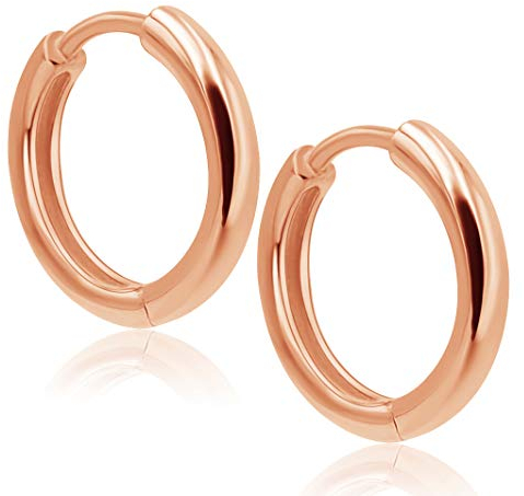 Rosegold-Creolen Ohrringe 925 Sterling 24 kt vergoldet 1 Paar Creolen Durchmesser 14 mm NOBEL SCHMUCK®