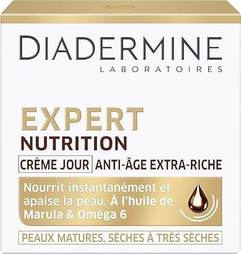 Diadermine - Extra Riche Anti-Aging Tagescreme – Expert Nutrition – Tagespflege – reife Haut trocken bis sehr trocken – Gesichtspflege – Anti-Aging-Pflege – 50 ml – 2 Stück