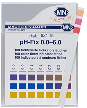 Camlab 1138922 pH-Fix Indicator Paper Test Strips, pH 0.0-6.0 with CE-mark, 6mm x 85mm (Pack of 100)