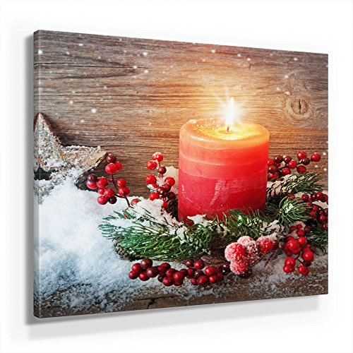 BilderKing Weihnachten Bild H280, 1 Teil 80x80cm Leinwand auf Holzrahmen aufgespannt, FineArt Print, UV-stabil und wasserfest, Kunstdruck für Büro oder Wohnzimmer, Deko Bild
