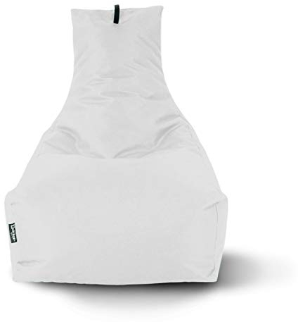 Lounge Sitzsack Liege Beanbag 32 Farben wählbar 90cm(Ø) Rückenlehne Bodenkissen Indoor Outdoor Sitzsäcke Gaming Kinder Bean Bag Erwachsene Riesensitzsack gefüllter Sessel (Weiß)