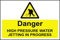 Indigos UG Aufkleber Danger High Pressure water jetting in progress sign - 30x20 cm - Sticker für Büro, Firma, Schule, Hotel, Werkschutz