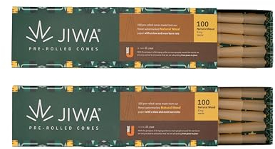 JIWA 200 naturbelassene Vorgedrehte Hülsen – 109 mm Konische Cones mit 26 mm Filter-Tip – Vorgerollte Joint-Papiere – Pre Rolled Papers – Mit Füllhilfsmittel