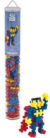 PLUS PLUS Building Blocks Toy - Kids Superhero Toys, Creative Construction Learning Resources and STEM Play for Home and Travel - Girls and Boys Toys Age 5 Plus, Superhero 100 Pieces