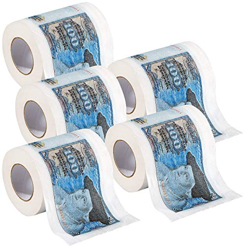 infactory Papier für die Toilette: Retro-Toilettenpapier 100 D-Mark, 5 Rollen (Spaßpapiere für Gäste-WCs, Klopapier Bedruckt Fun, Geschenkpapier)
