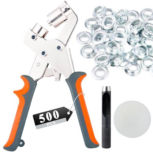 BIZOEPRO Kit d'outils à œillets 3/8 Pince à œillets 10 mm manuelle avec 500 œillets argentés
