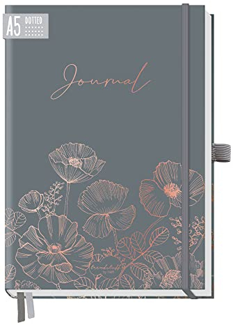 paper&you® Premium Bullet Journal dotted A5 Poppy Notizbuch gepunktet, 120g/m² dickes Papier, 188 nummerierte Seiten, Tagebuch mit Punkteraster - nachhaltig & klimafreundlich