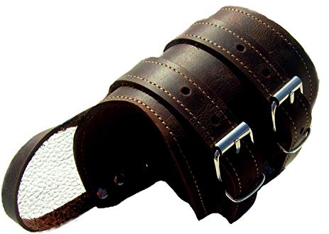 Leder-Bandage für Umfang 20-25 cm/Seite-Links Dunkelbraun Lederarmband mit Daumenschlaufe Handgelenk-Schoner -Stütze Lederarmband