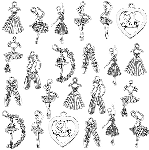 SUNNYCLUE 1 box 80pcs 10 Stile Antik Silber Ballerina Balletttänzer Charms Tibetische Legierung Anhänger Charms Handwerk Liefert Zubehörse Für DIY Halskette Armband Ohrring Haarschmuck
